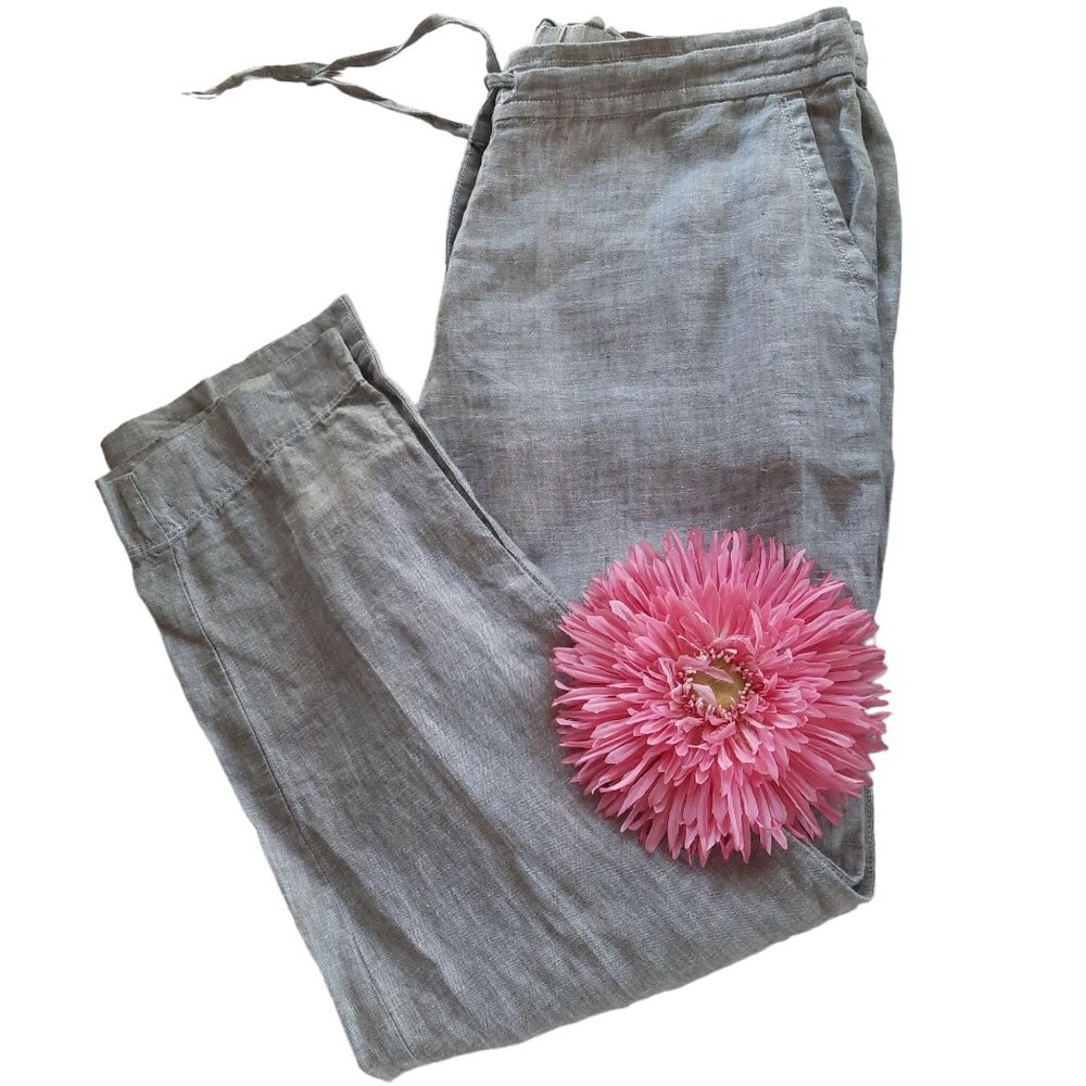 Tommy Bahama Pants Womens Gray Chambray Linen With Pockets